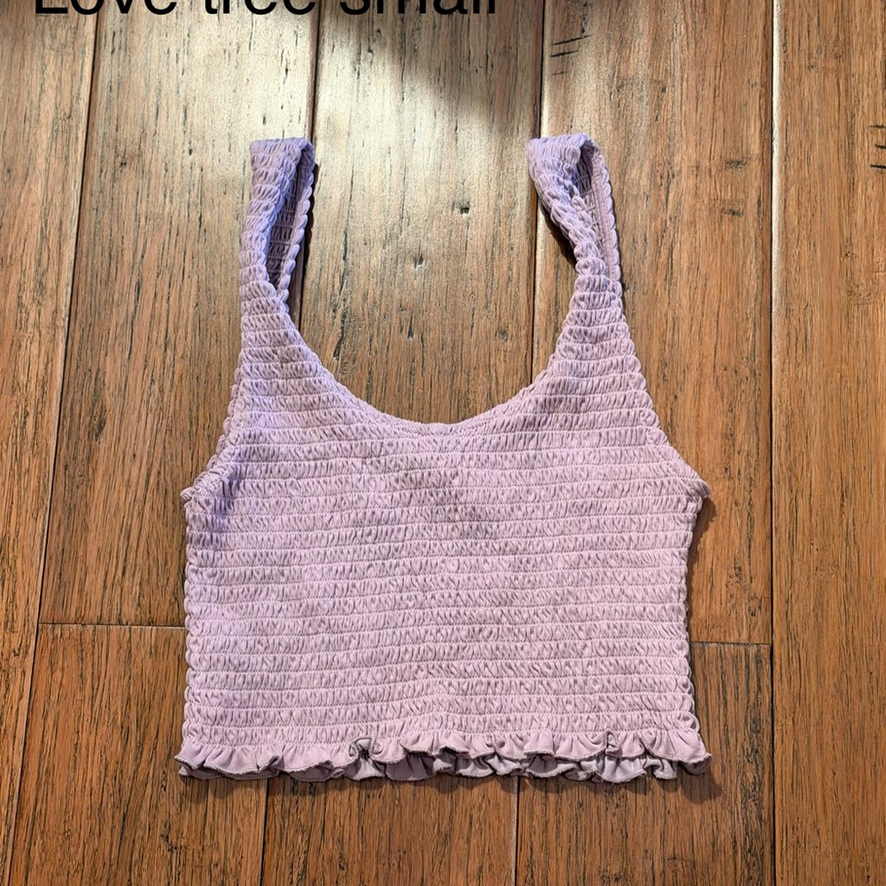 Love Tree Lilac Smocked Crop Top